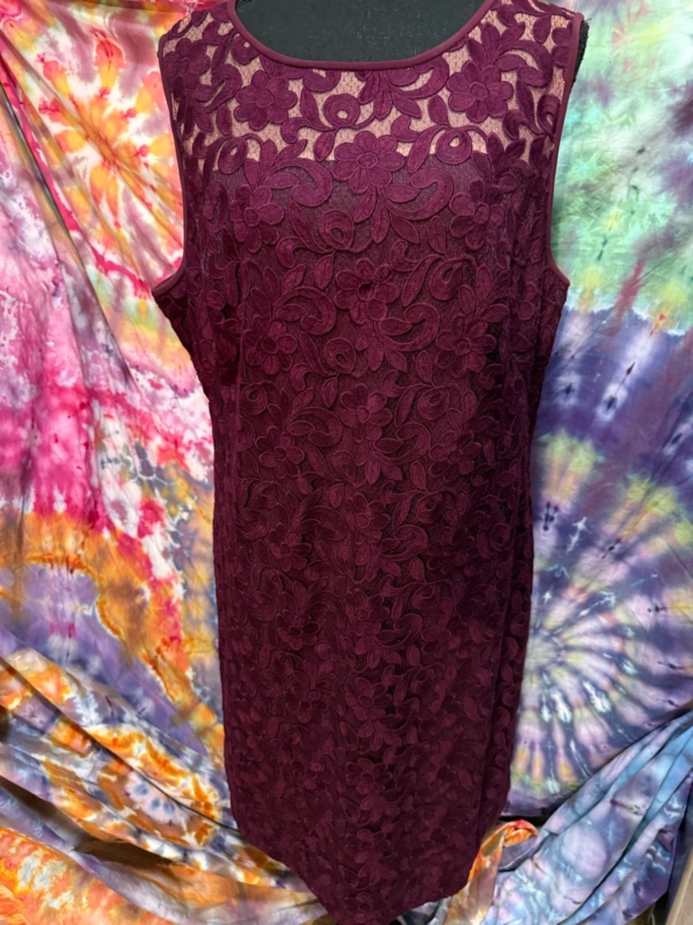 RALPH LAUREN BURGUNDY LACE OVERLAY SHIFT DRESS🖤
